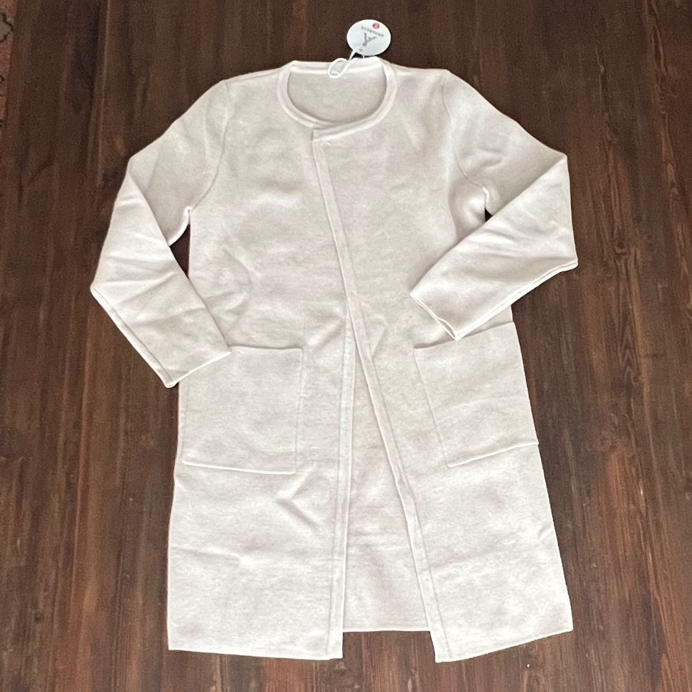 Anrabess Women's open front lightweight cardigan. Khaki. Small.